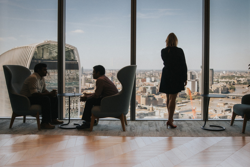 Meeting with London skyline